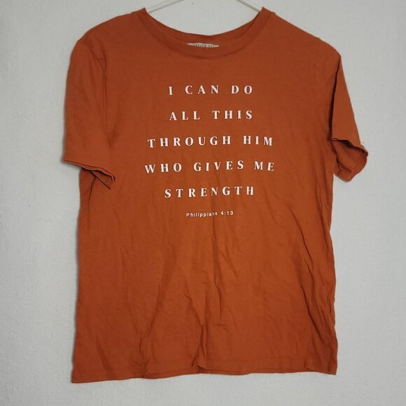 630. Forever 21 With Purpose Short Sleeve T-Shirt Orange Sz S - Picture 1 of 7